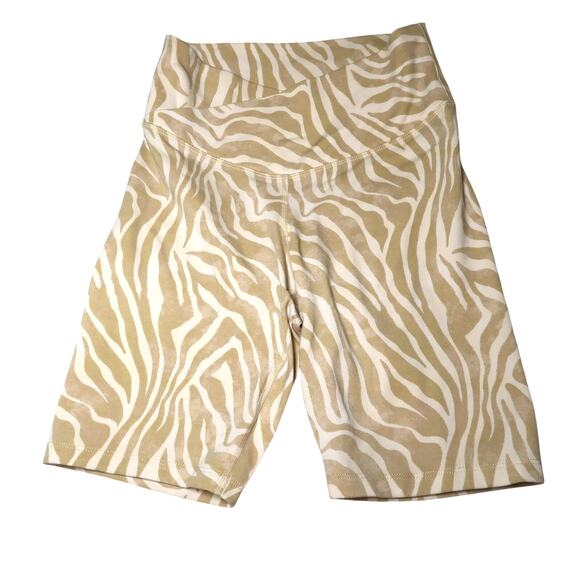 Old Navy Active Powerchill Crossover Extra High-Rise Bike Short Small Tan Zebra - Picture 2 of 11